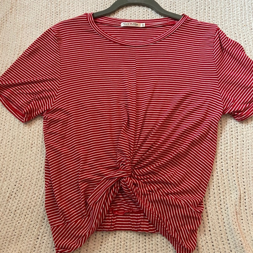 Striped twist front crop top